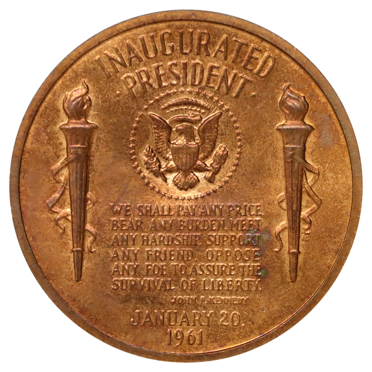 1961 John F. Kennedy Bronze Inaugural Medallion