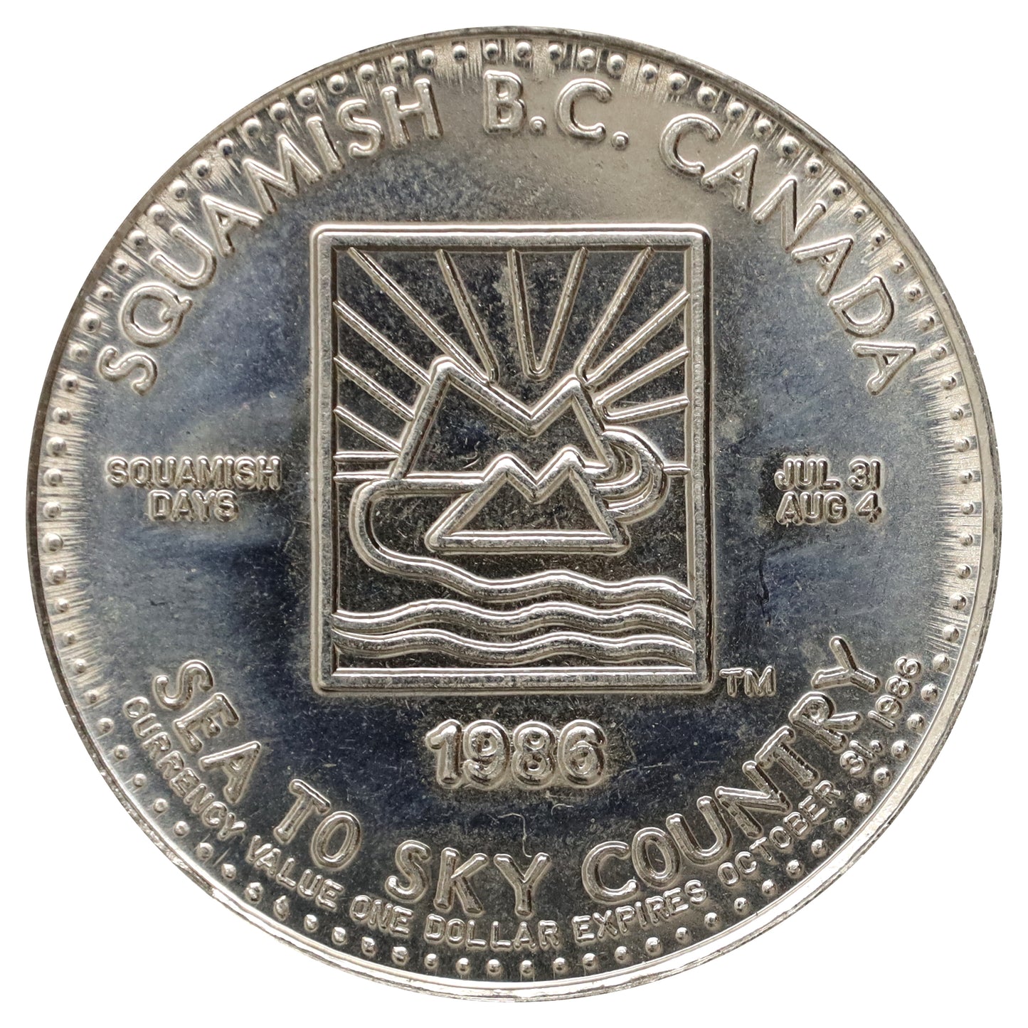 1986 Squamish BC Squamish Days Commemorative Dollar