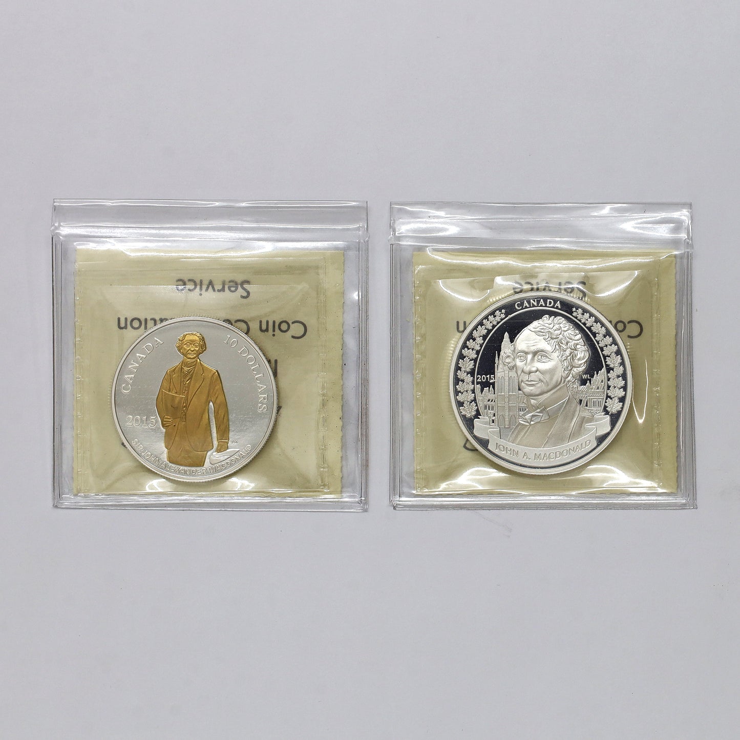 Pair of 2015 Canada Sir John A. Macdonald Fine Silver ICCS Cert. PF67 UHC, 2pcs (No Tax)