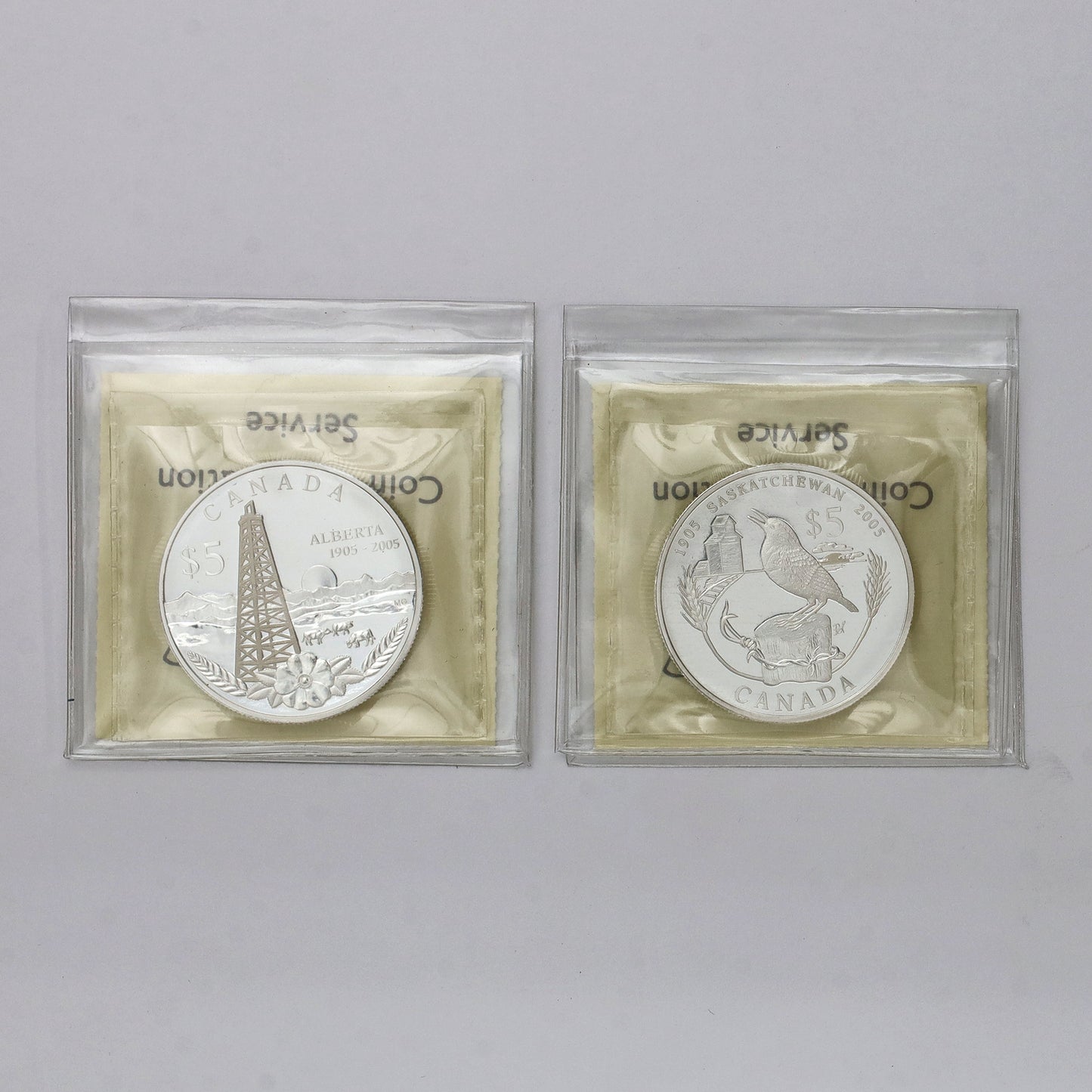 Pair of 2005 Canada $5 Prairies Centennial .999 Silver ICCS Cert. PF67 UHC, 2pcs (No Tax)