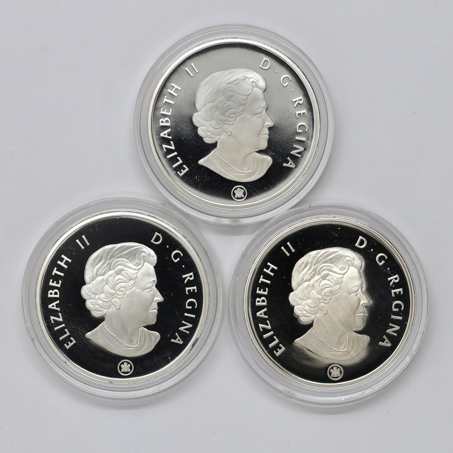 Lot of 3x 2007-2010 Canada $4 Dinosaur Fine Silver, 3pcs (No Tax) Coins Only, Scr. Caps