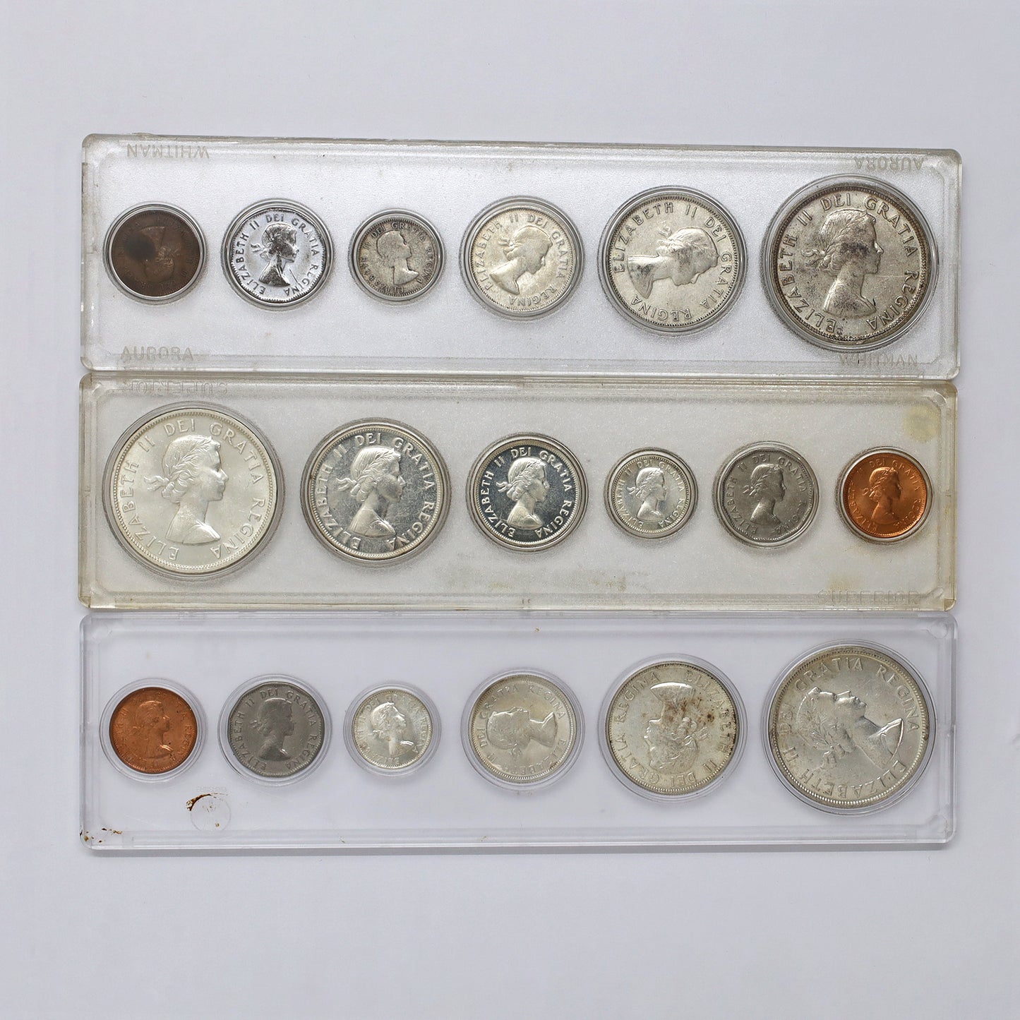 Lot of 3x 1953-1958 Canada 6-coin Year Sets in Snap Lock Cases, 3pcs