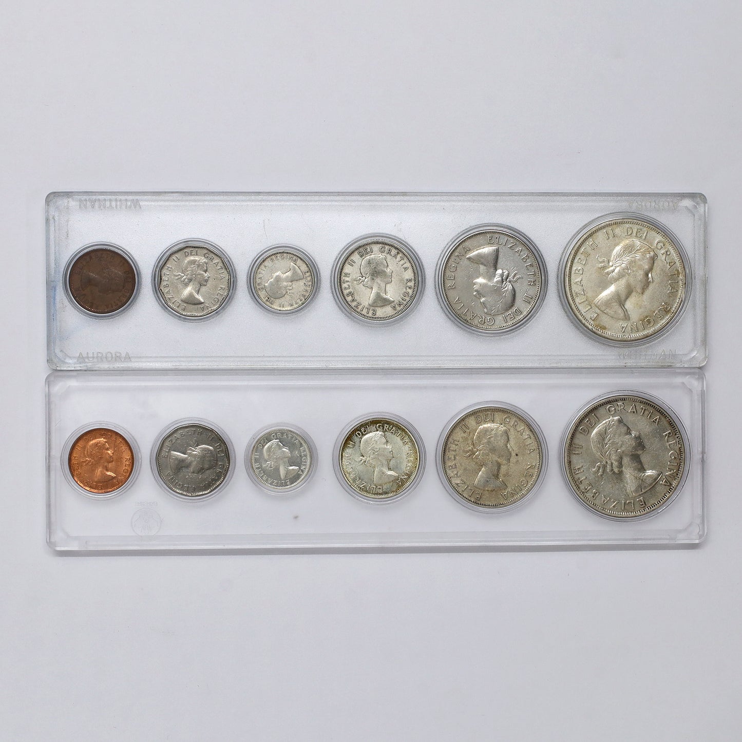 Pair of 1957 & 1958 Canada 6-coin Year Sets in Snap Lock Cases, 2pcs