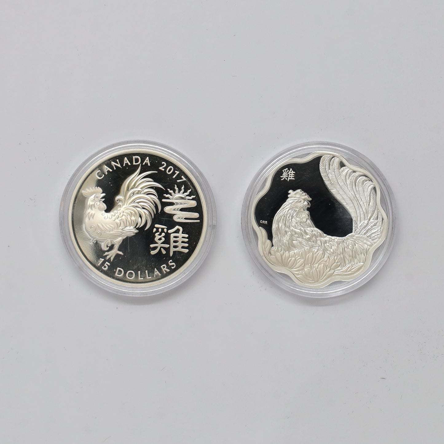 Pair of 2017 Canada $15 Year of the Rooster Fine Silver Coins, 2pcs (No Tax) Issues