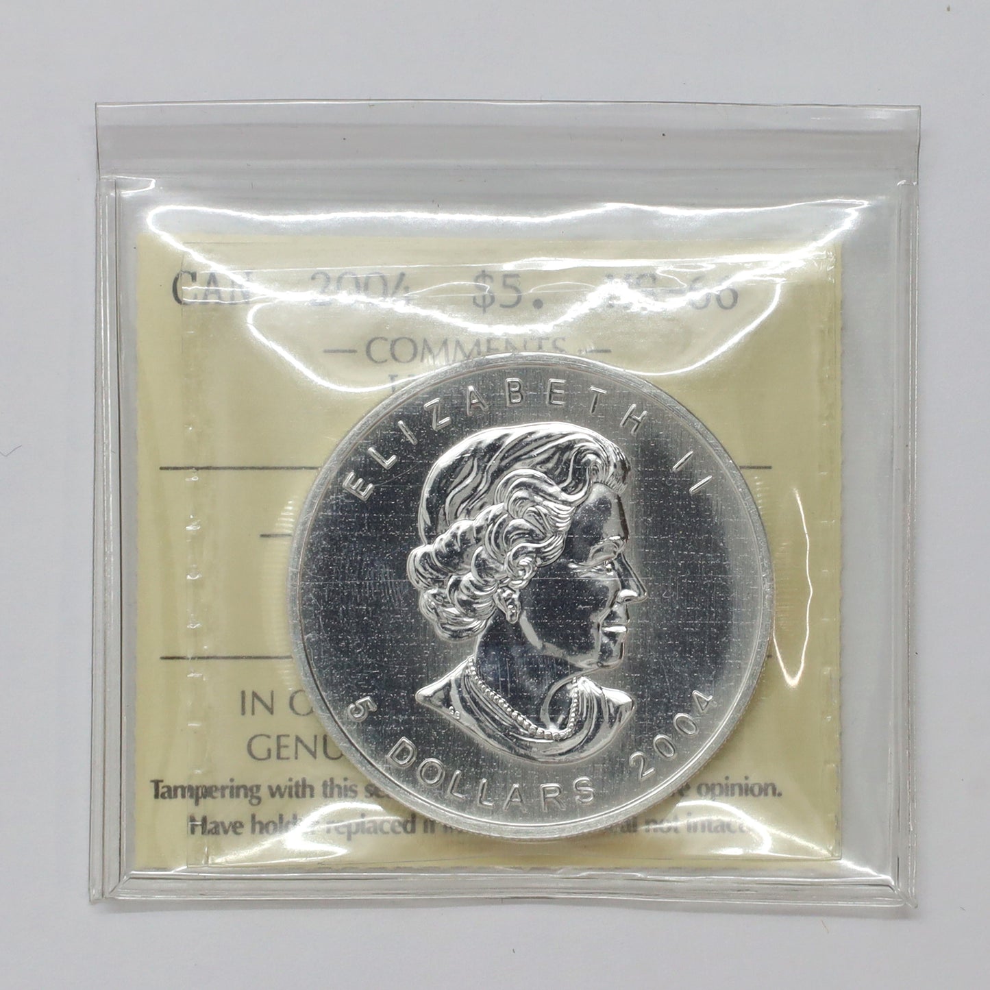 2004 Canada $5 Coloured Silver Maple Leaf: Winter ICCS Certified MS66 (No Tax)
