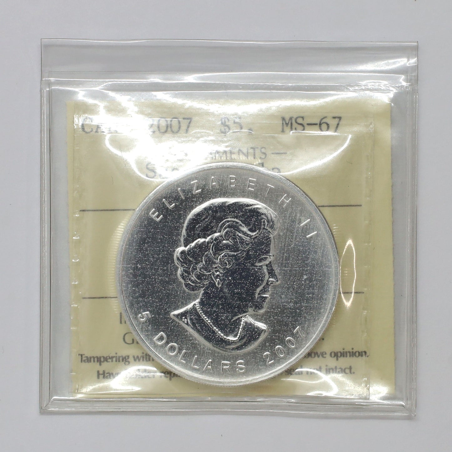 2007 Canada $5 Coloured Silver Maple Leaf: Sugar Maple in Orange ICCS Cert. MS67 (No Tax)