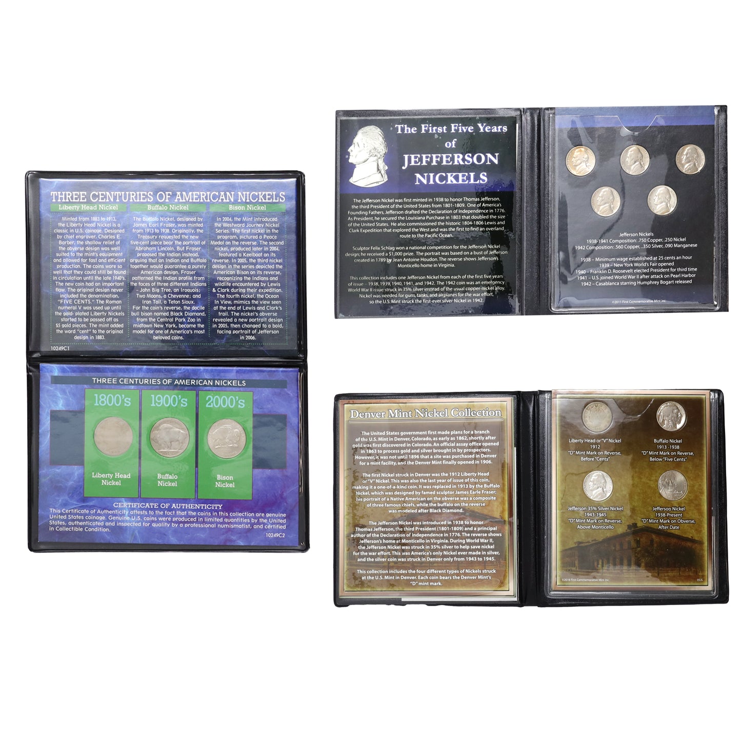 Lot of 3x USA Decimal Collector's Set Folders, 3pcs (light wear)