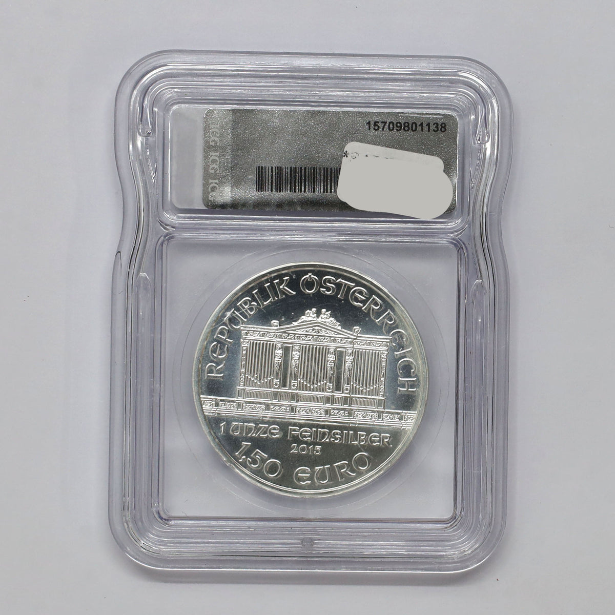 Austria 2015 1 1/2 Euro Vienna Philharmonic 1oz. .999 Silver ICG Certified MS70 (No Tax)