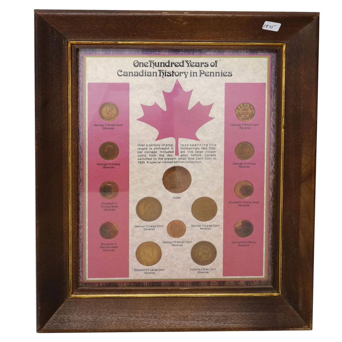 100 Years of Canadian History in Pennies Framed 14-Coin Set (light wear)