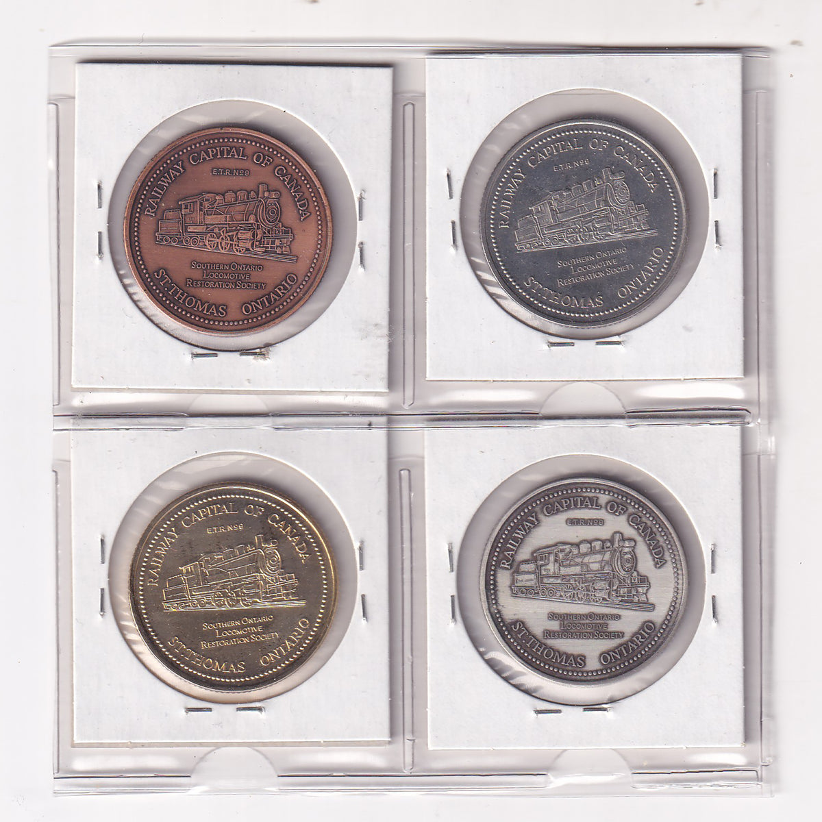Lot of 4x 1998 St. Thomas, ON, Elgin County Railway Museum 10th Ann. $2 Tokens, 4pcs