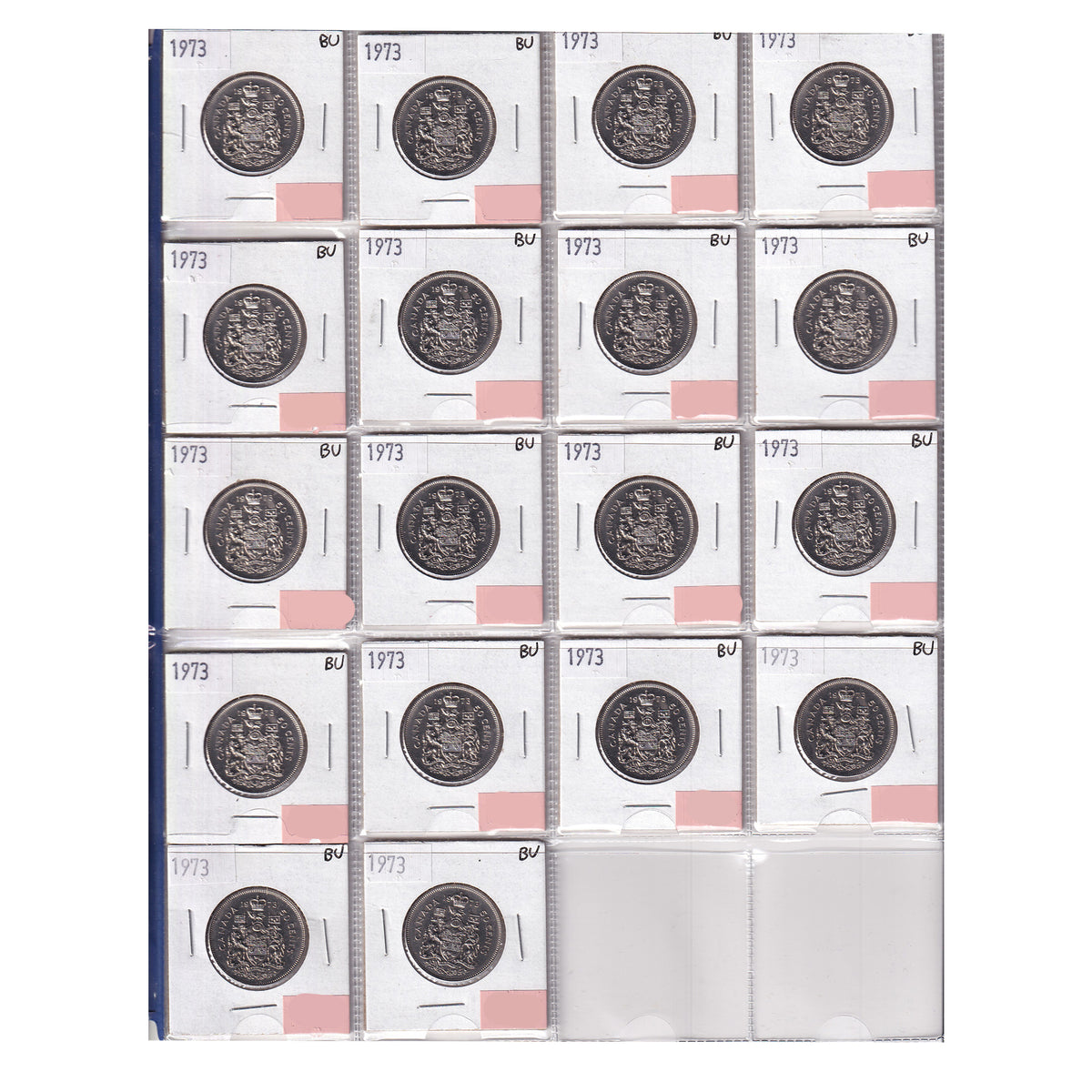Group Lot of 37x 1970 & 1973 Canada 50-cents, All Brilliant Uncirculated, 37pcs