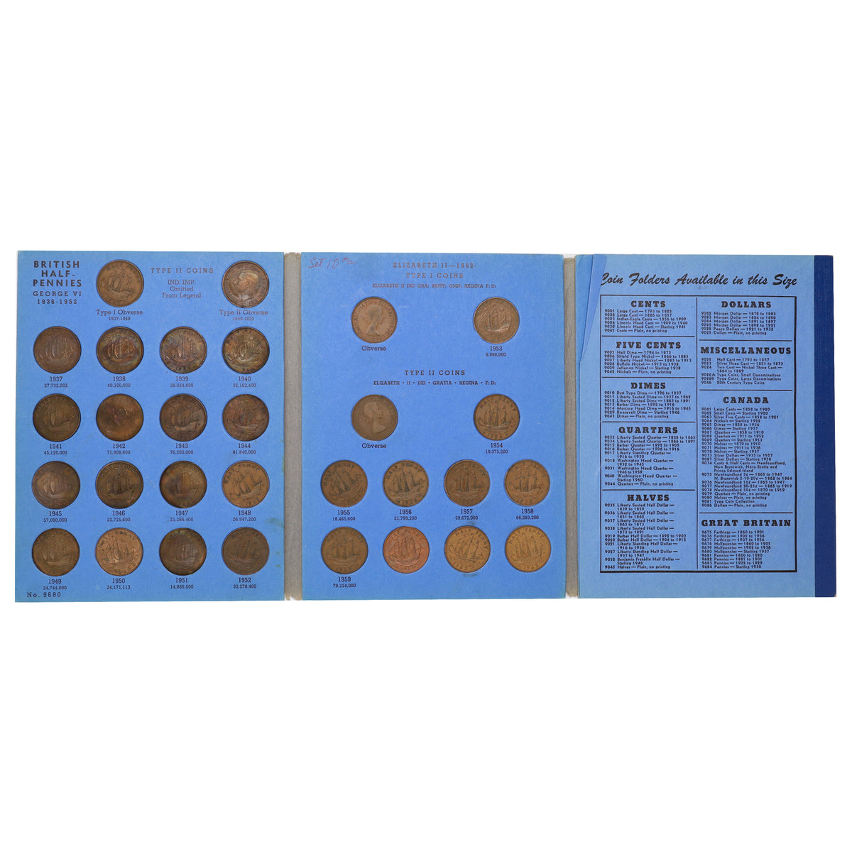 Estate Lot of 30x Great Britain 1937-1963 Halfpennies in Complete Vintage Album