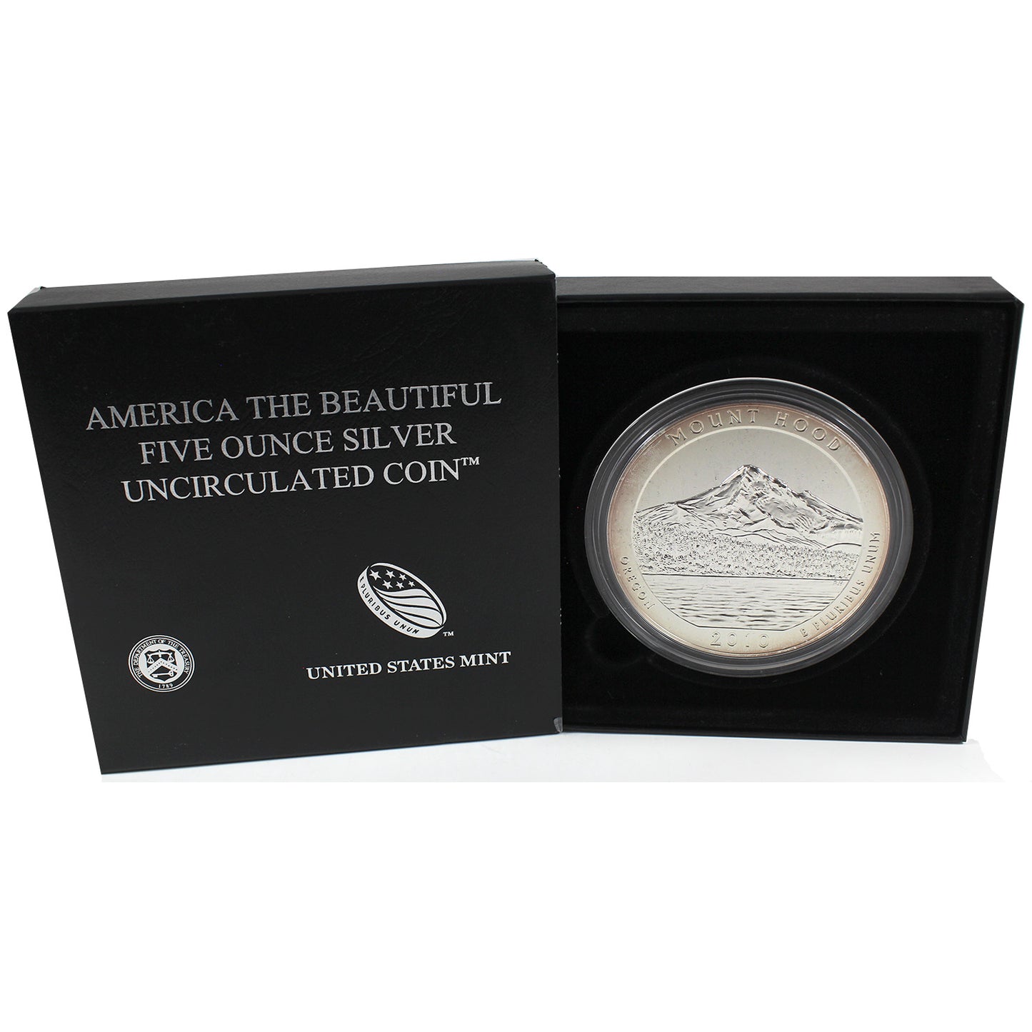 2010 P USA Mt. Hood, OR, 25ct 5oz Fine Silver Coin in Box (No Tax)