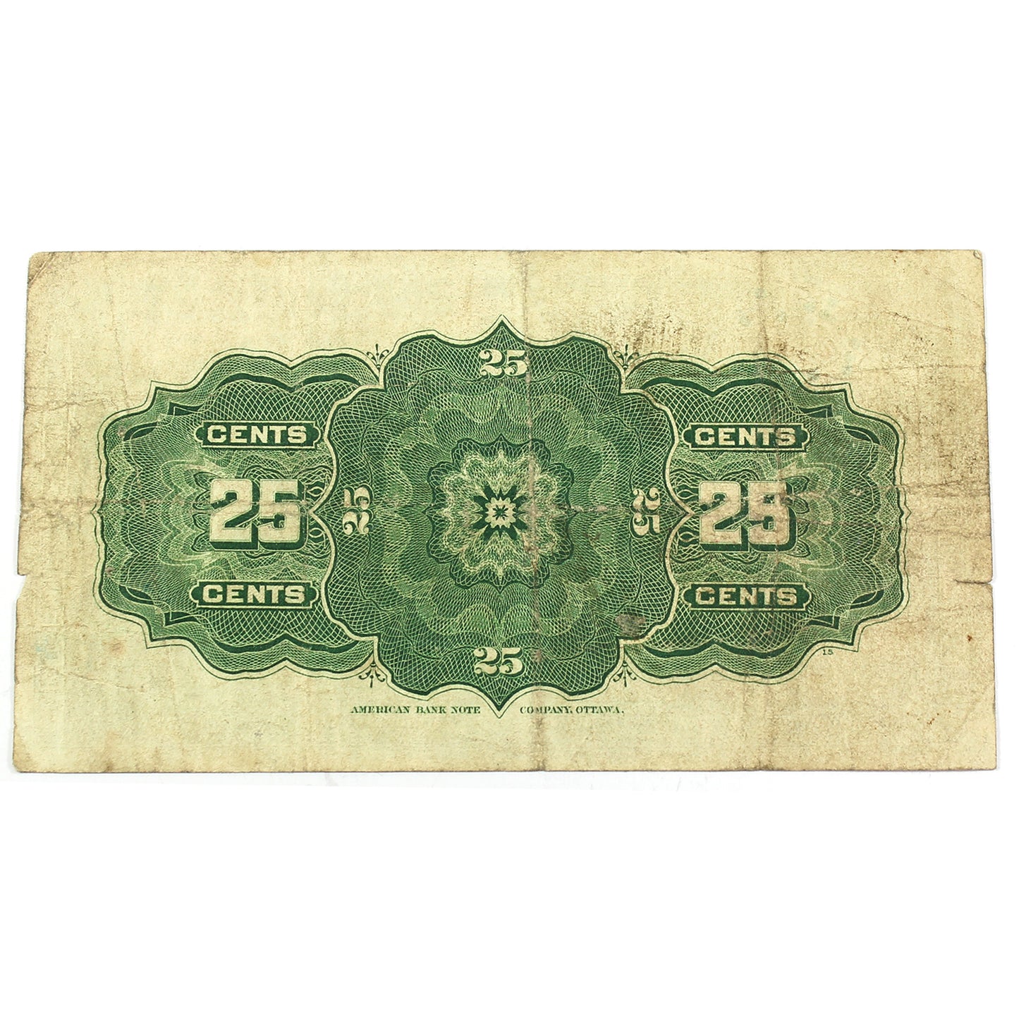 DC-15c 1900 Dominion of Canada 25-cent Shinplaster, Saunders, Fine (F12) Tears