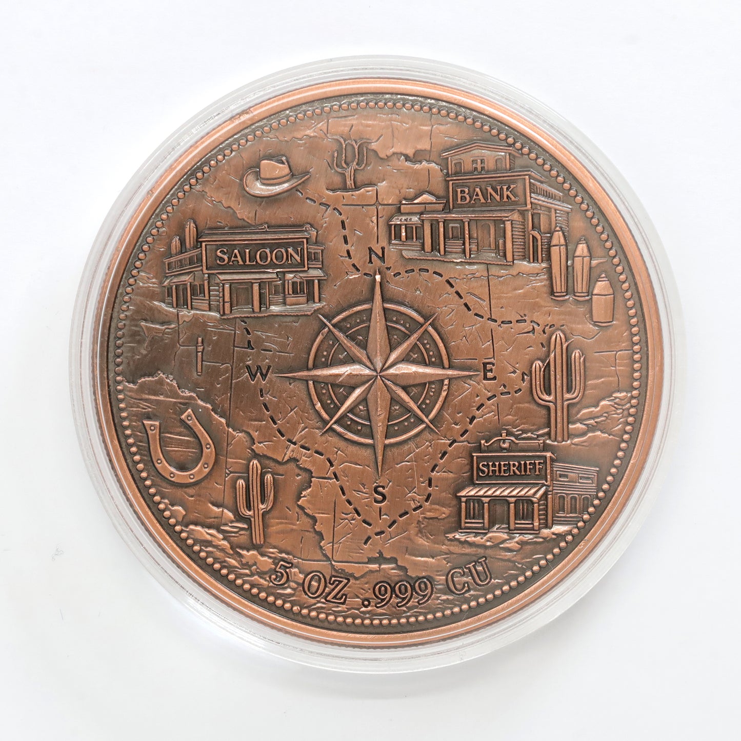 Wild West Coloured 5oz. AVDP .999 Fine Copper Round