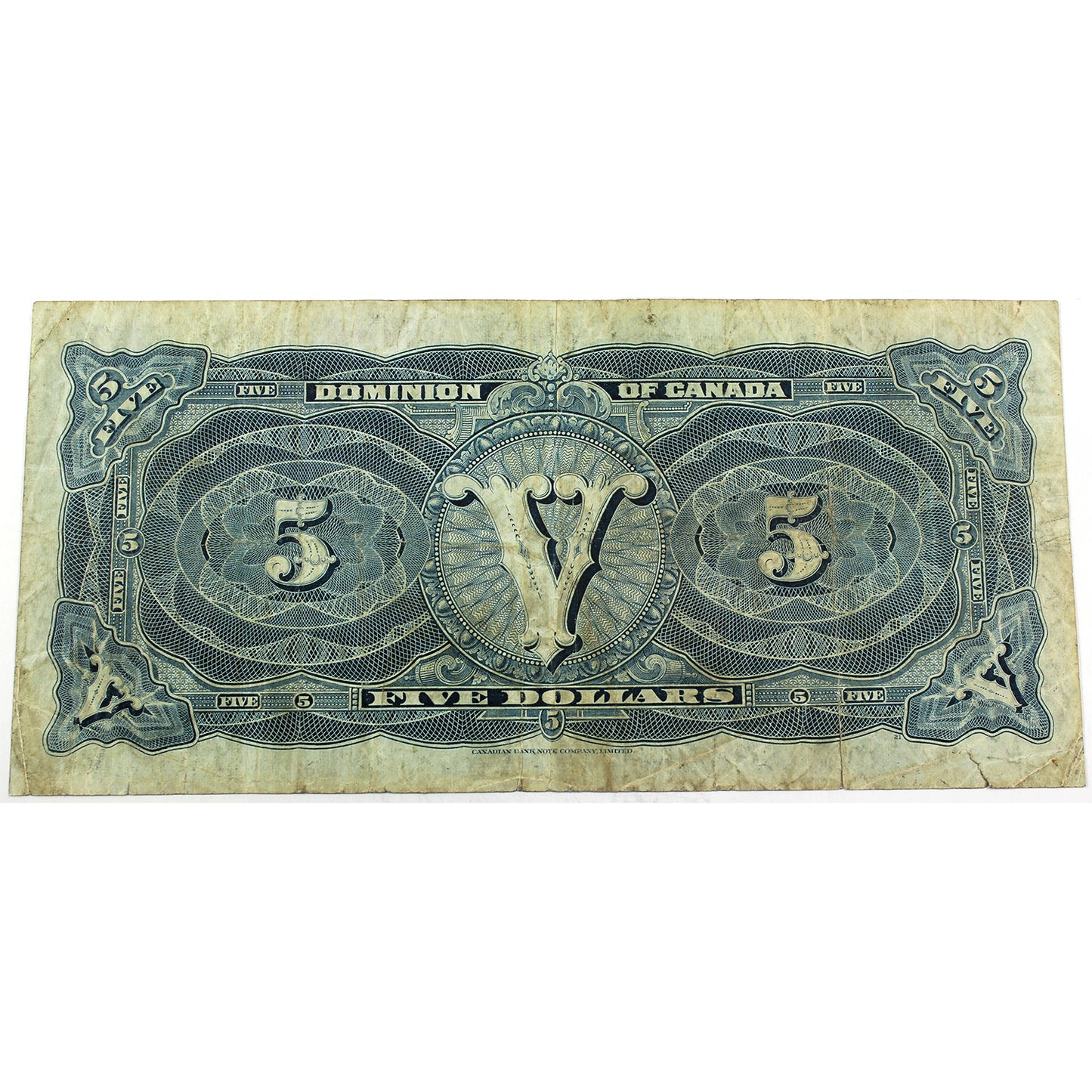 DC-21g 1912 Dominion of Canada $5 Saunders, Seal Only, Very Fine (VF20) Tears