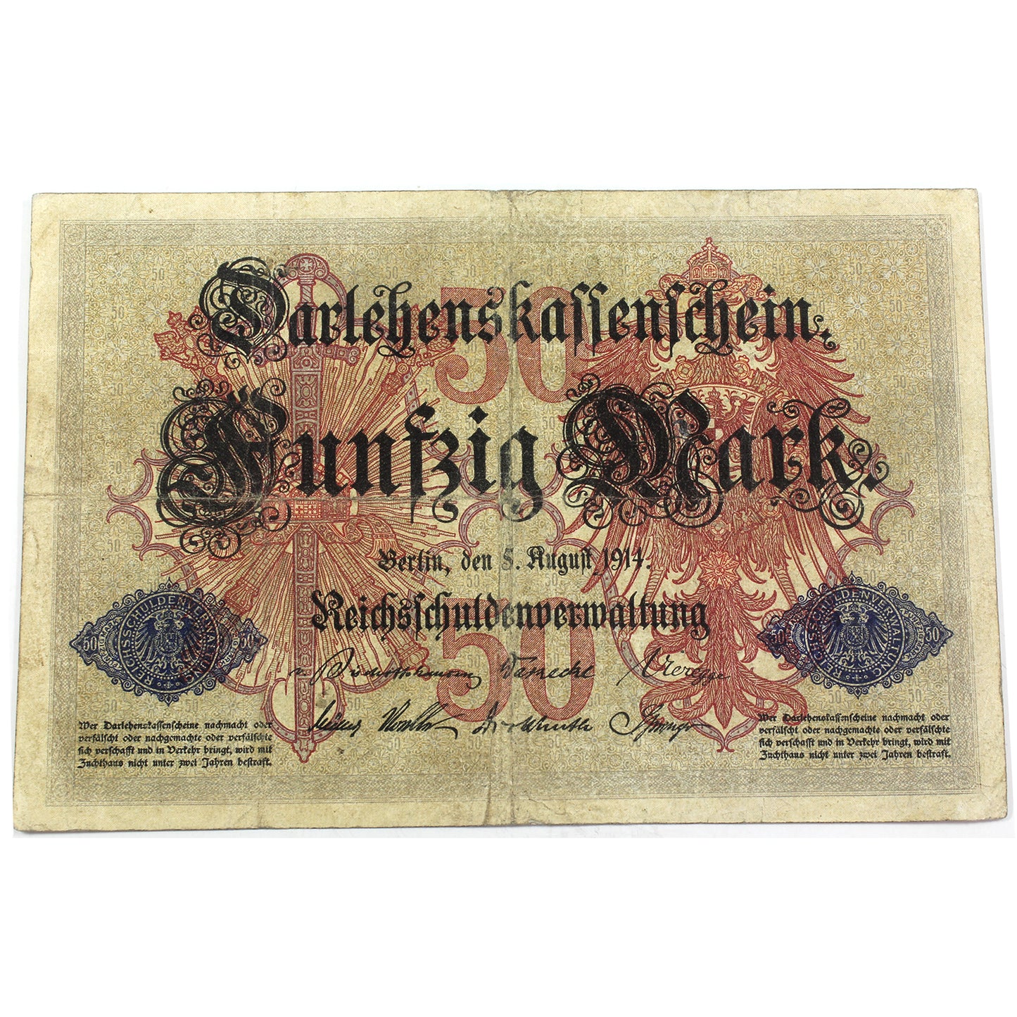 Germany 1914 50 Mark Note, 6 Digits 376126, Pick #49 (DOP)