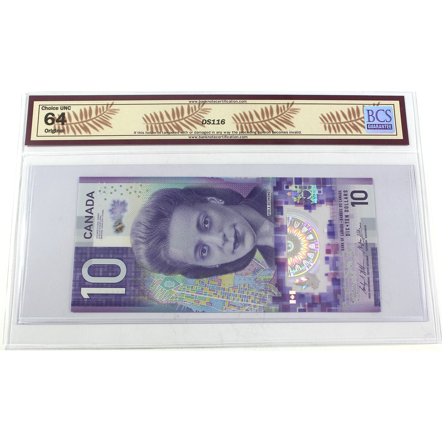 BC-77a 2018 Canada $10 Wilkins-Poloz, FTY, BCS Certified CUNC64 (DOP)