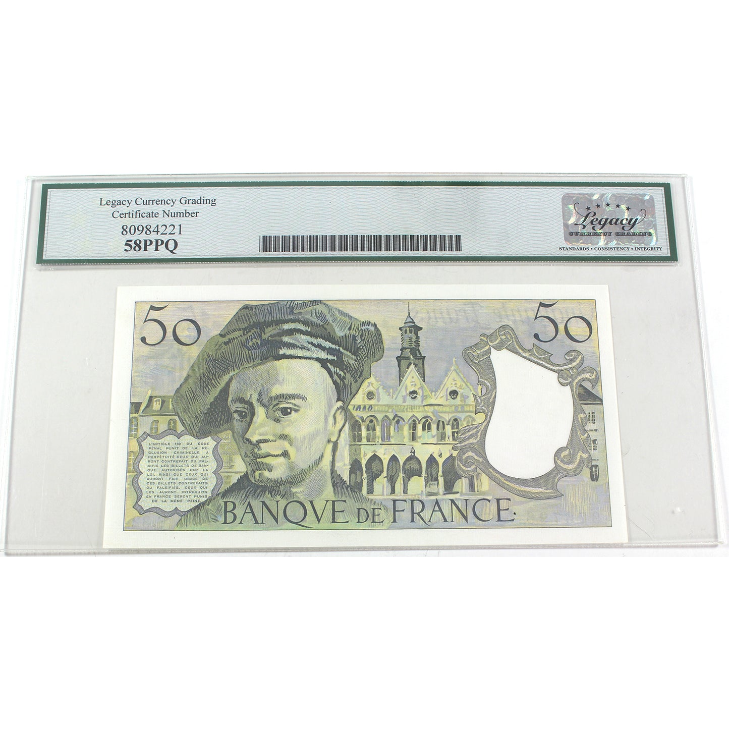 France 1979-1986 50 Franc Note, Pick #152b, Legacy Certified AU58 PPQ (DOP)
