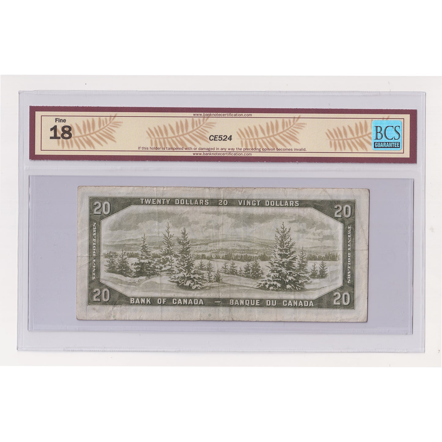 BC-33a 1954 Canada $20 Coyne-Towers, Devil's Face, A/E, BCS Certified F18 (DOP)