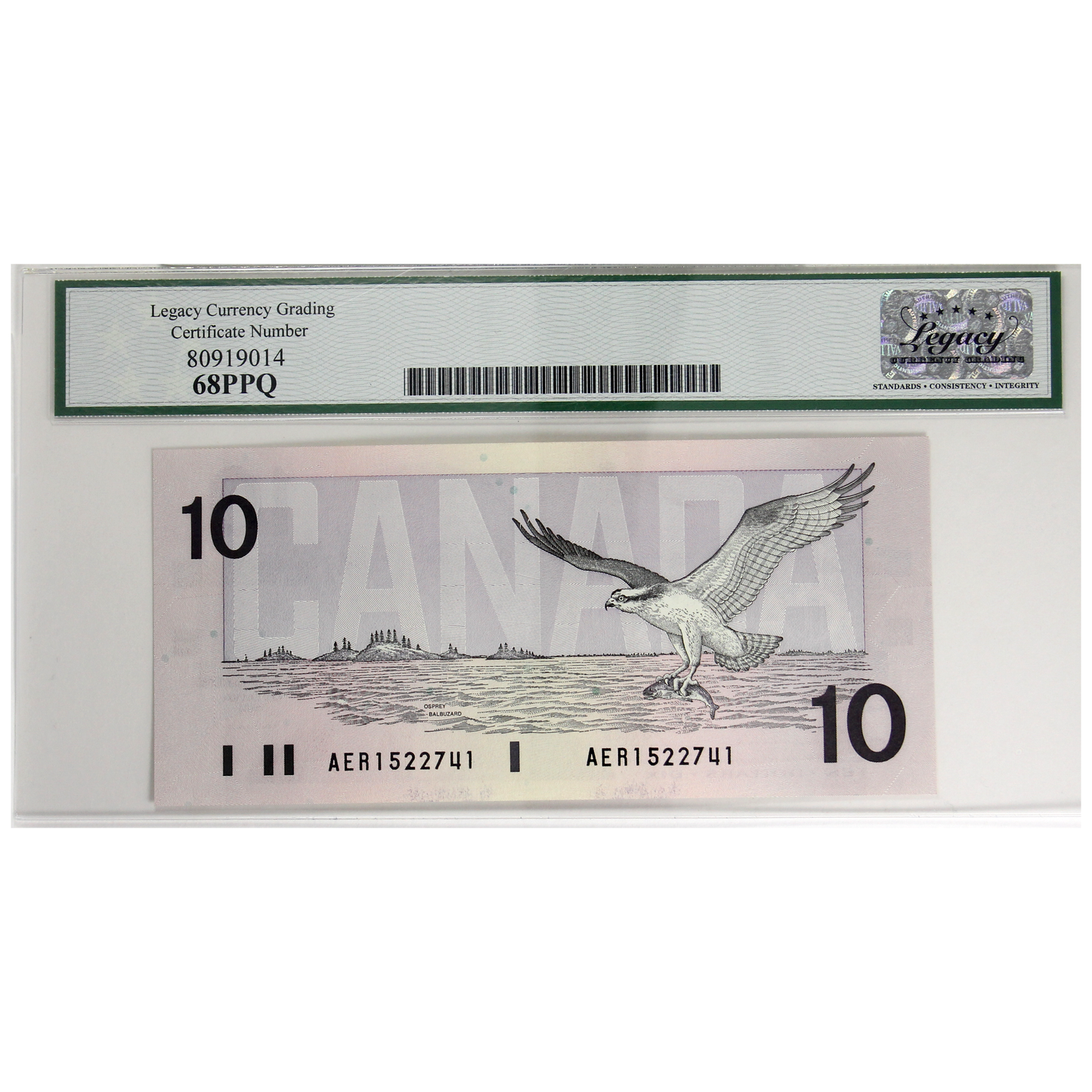 BC-57a 1989 Canada $10 Thiessen-Crow, AER Legacy Certified GUNC-68 PPQ