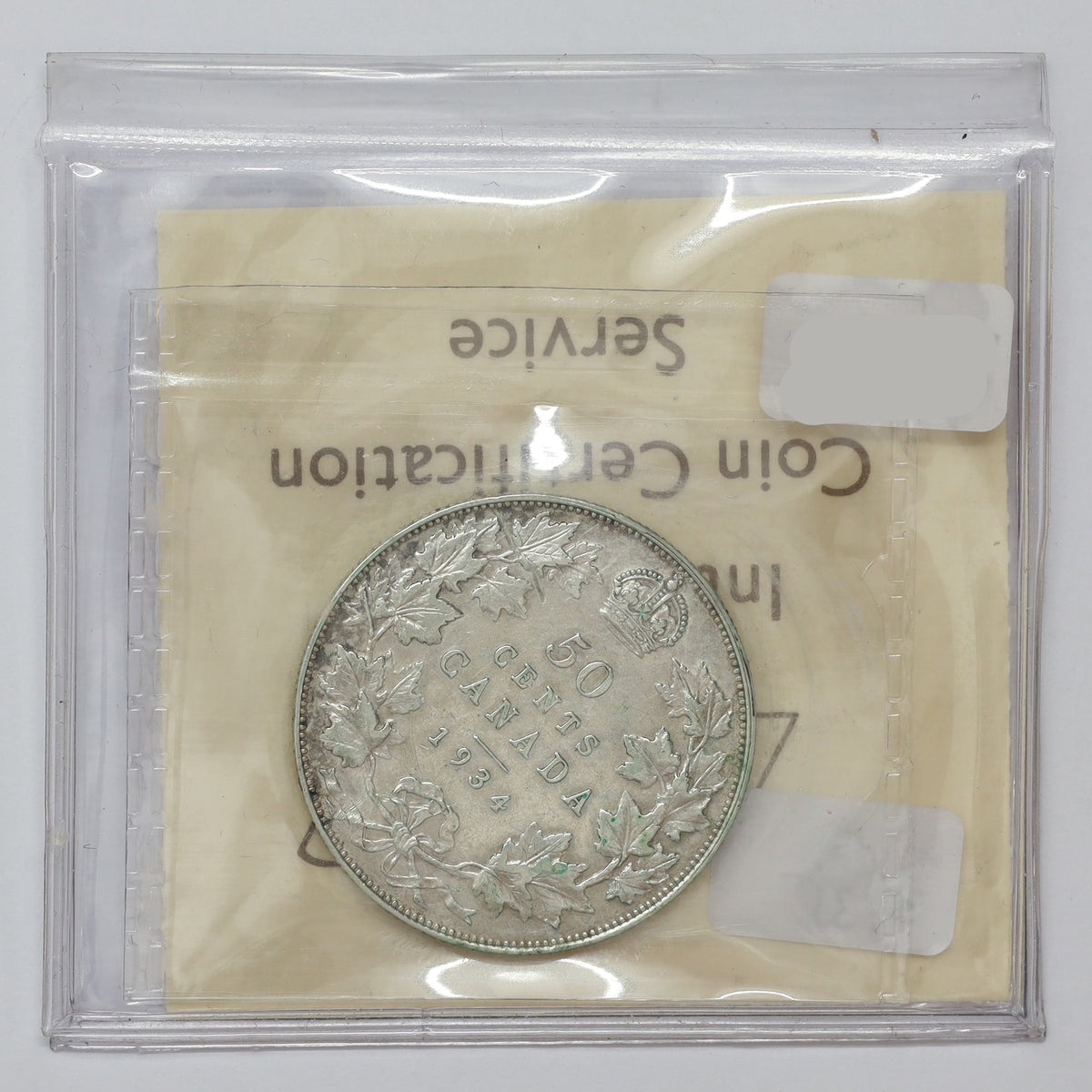 1934 Canada 50-cents ICCS Certified VF30 (green toning)