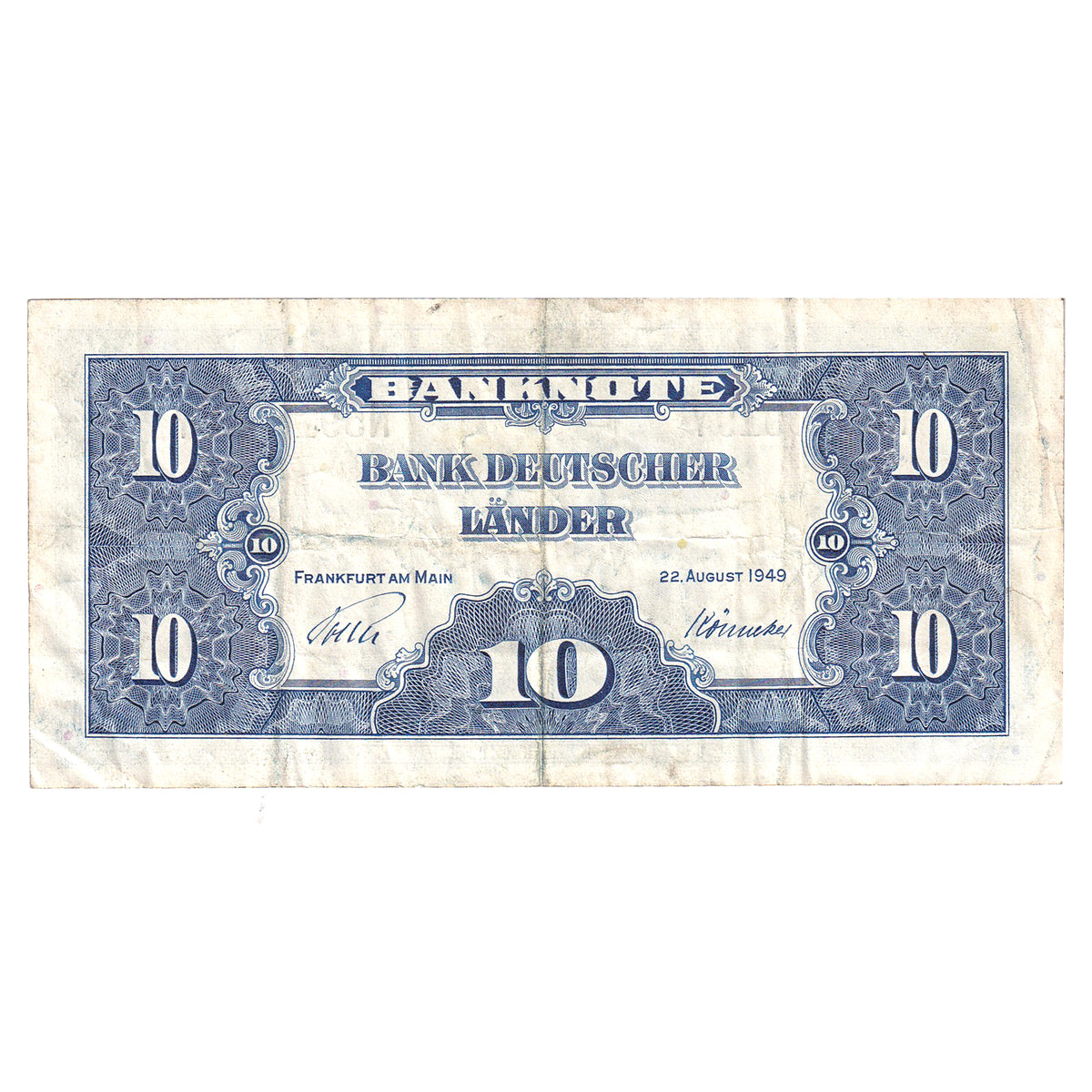 Germany 1949 10 Mark Note, Pick #16a, Extra Fine (DOP)
