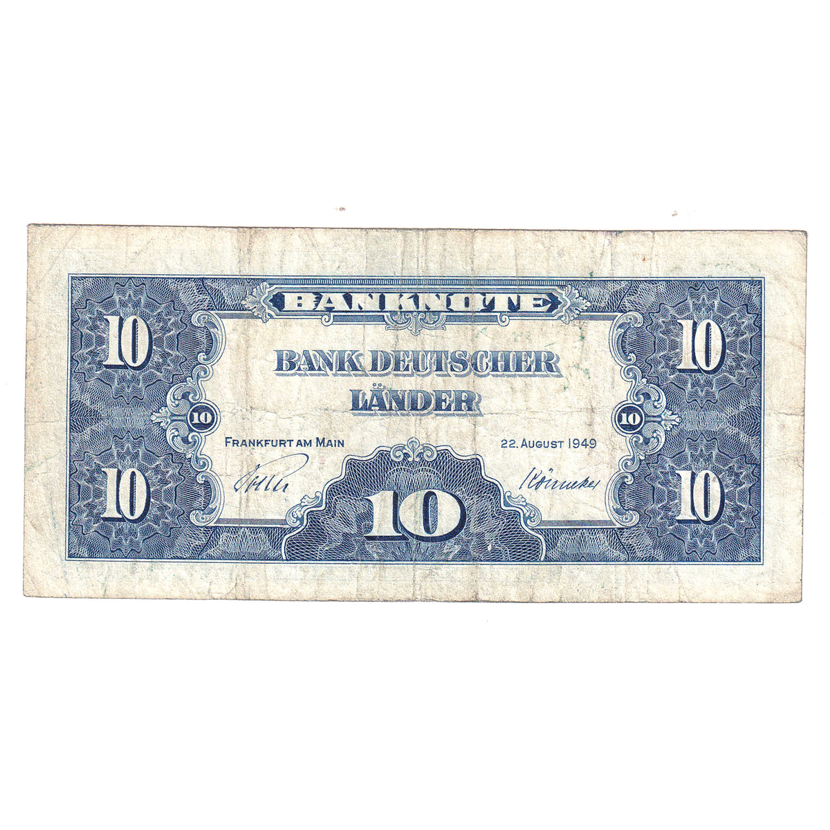 Germany 1949 10 Mark Note, Pick #16, VF-EF (DOP)