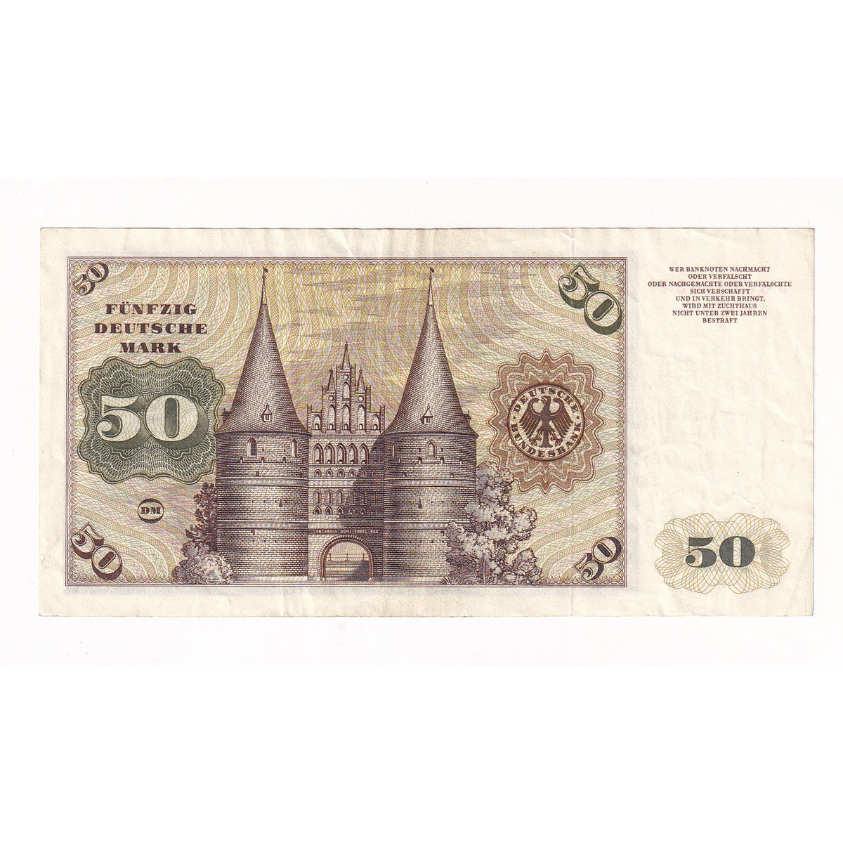 Germany 1960 50 Mark Note, Pick #21, EF-AU (DOP)