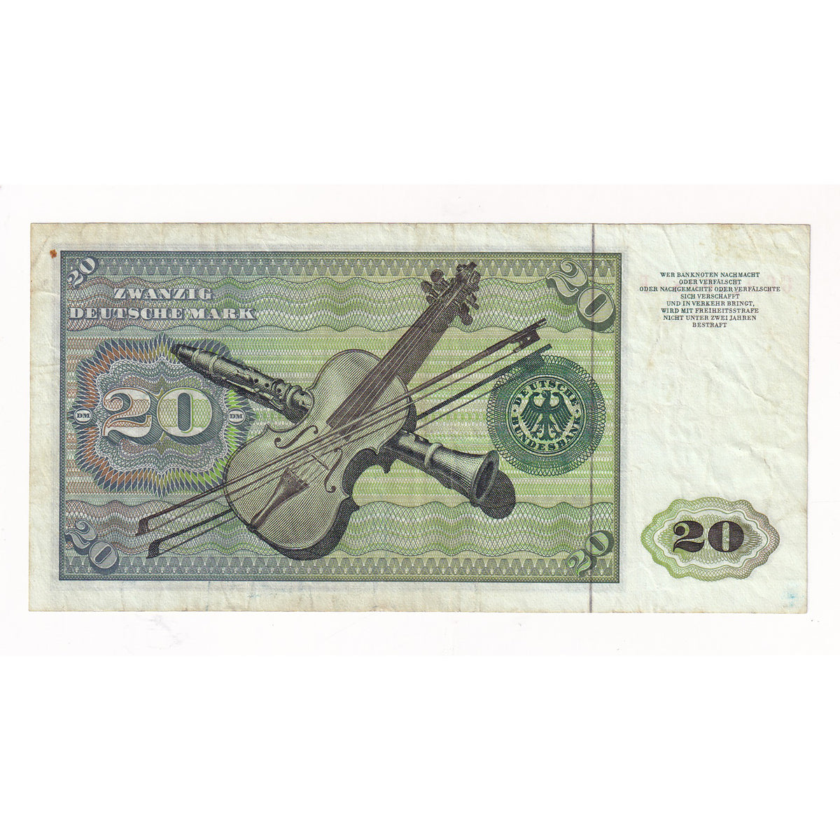 Germany 1977 20 Mark Note, Pick #32c, Extra Fine (DOP)