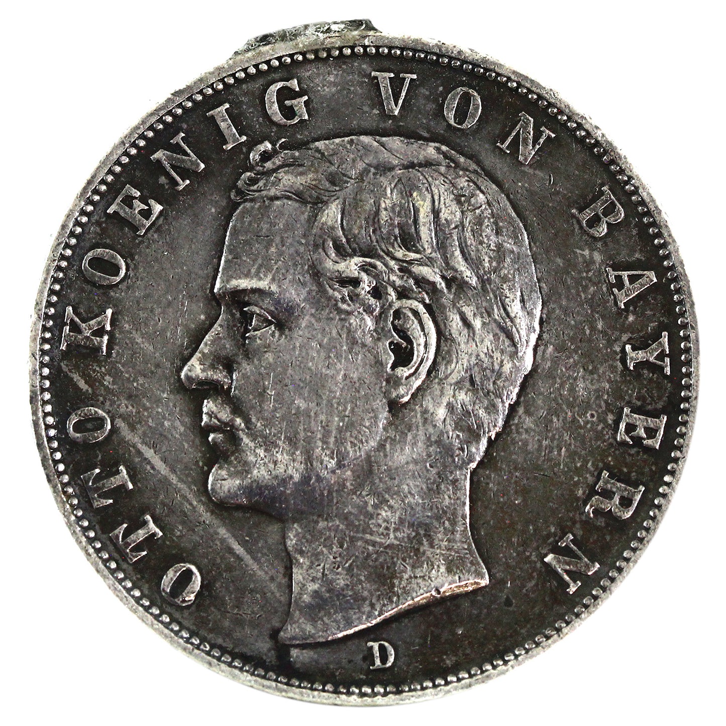 German States 1913D Bavaria 3 Marks Almost Uncirculated (AU50) $