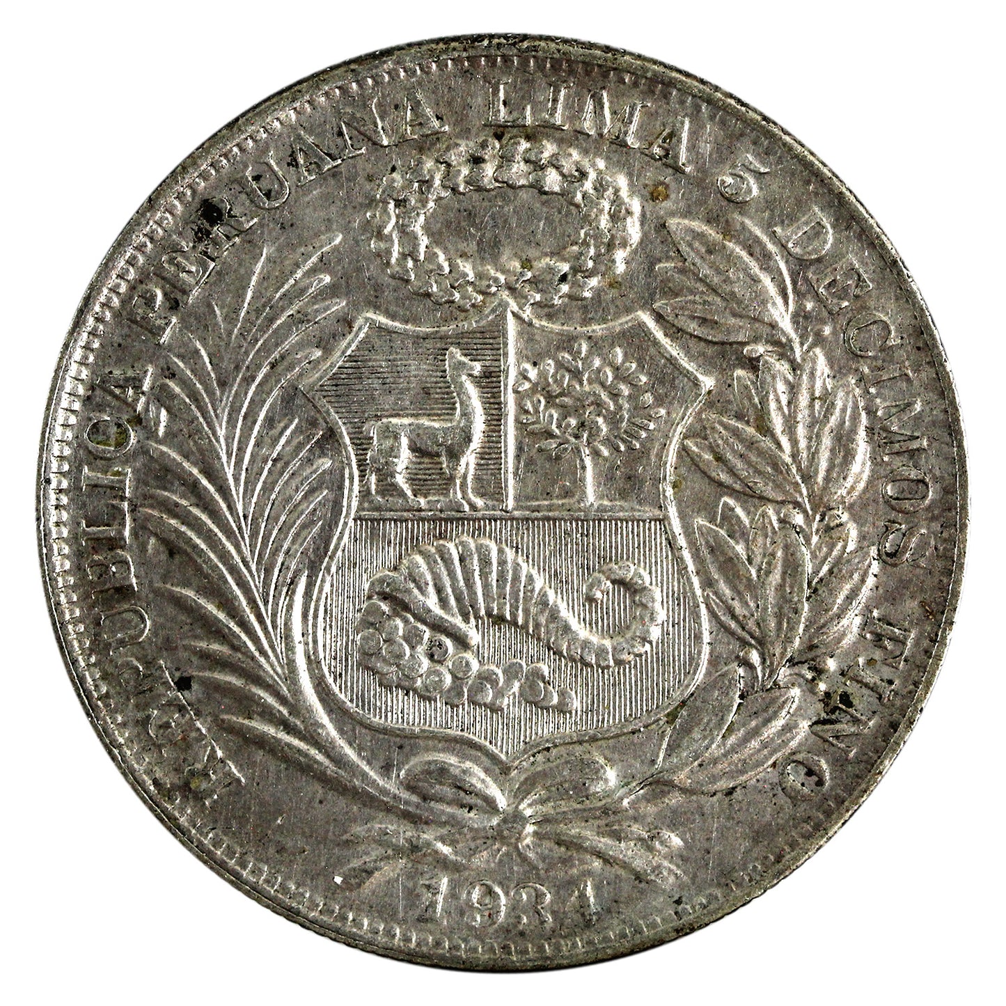 Peru 1934 Sol EF-AU (EF-45) $