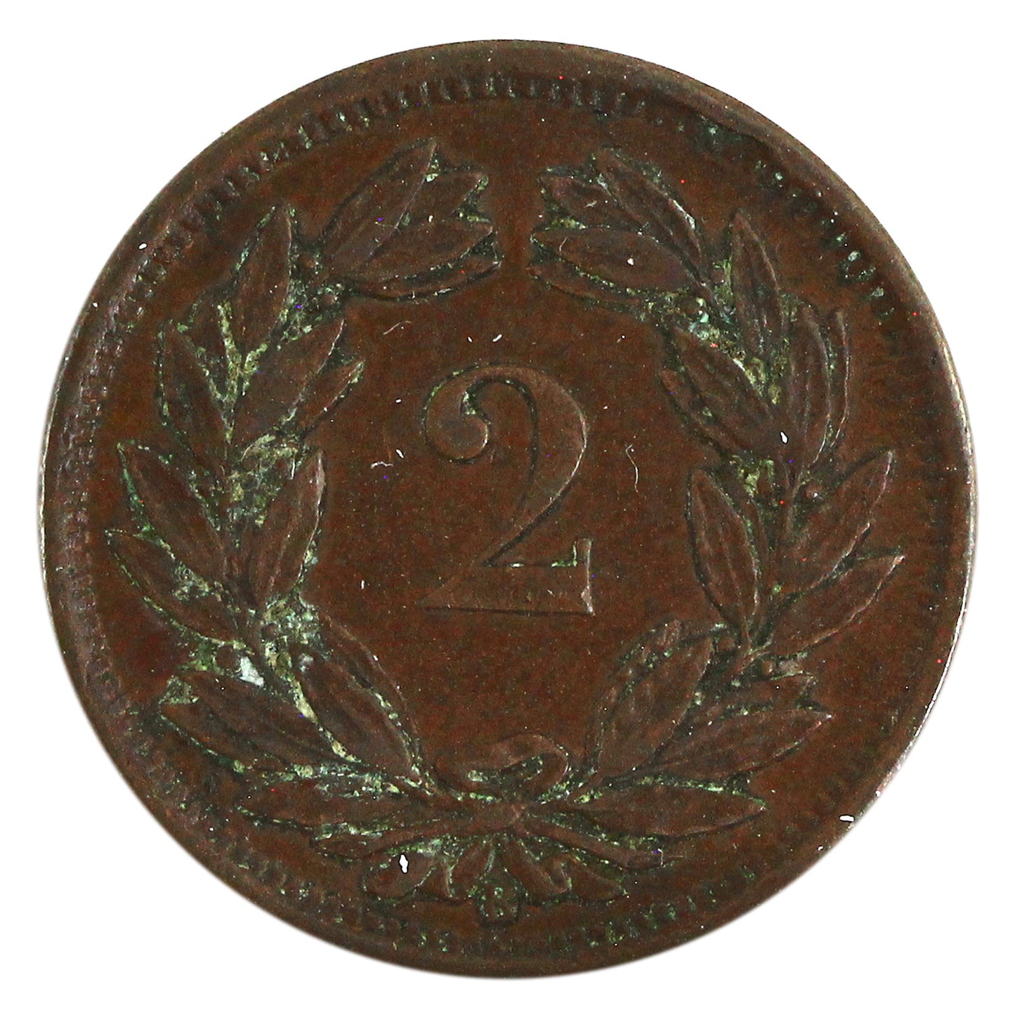 Switzerland 1870B 2 Rappen VF-EF (VF30) $