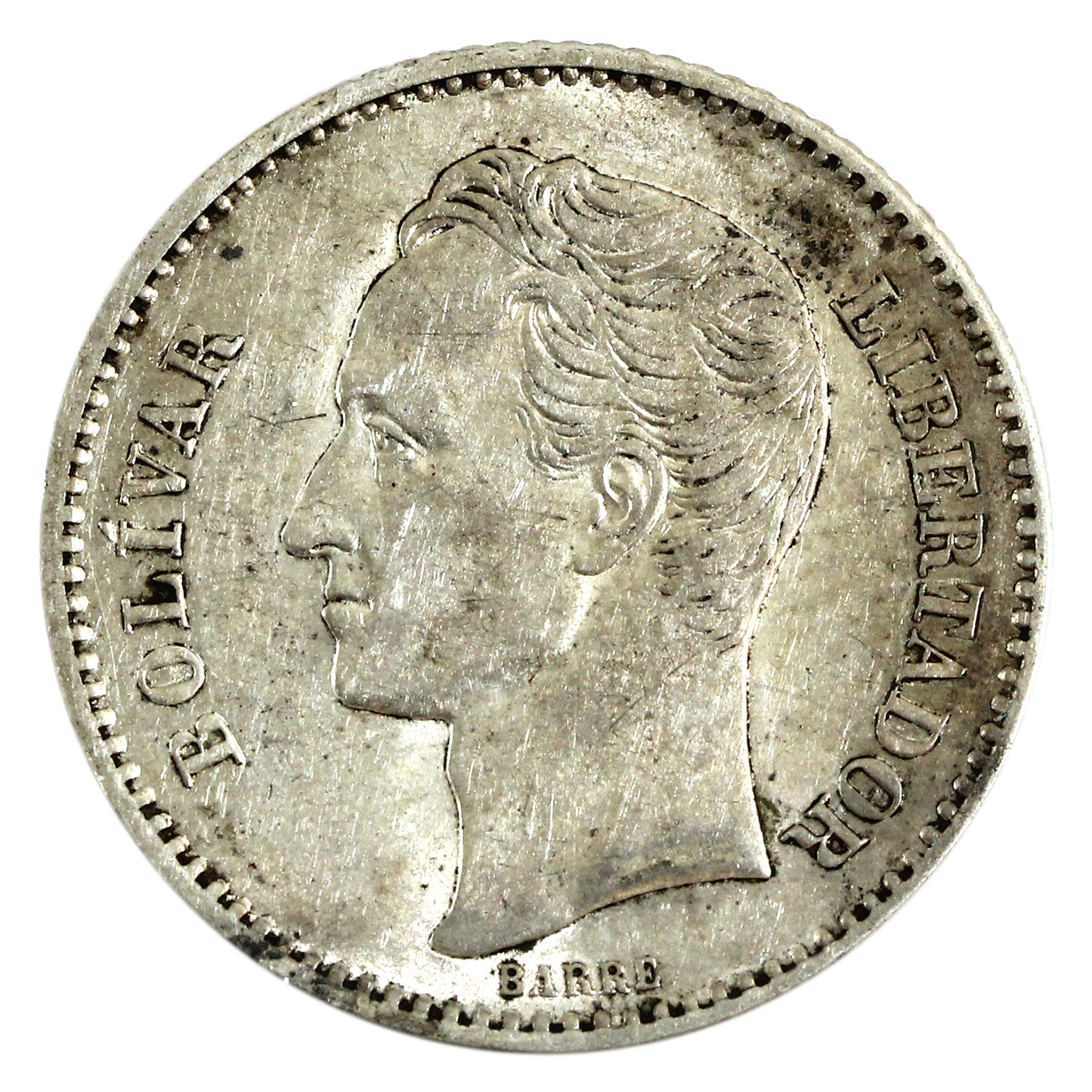 Venezuela 1924 Bolivar Almost Uncirculated (AU50) $