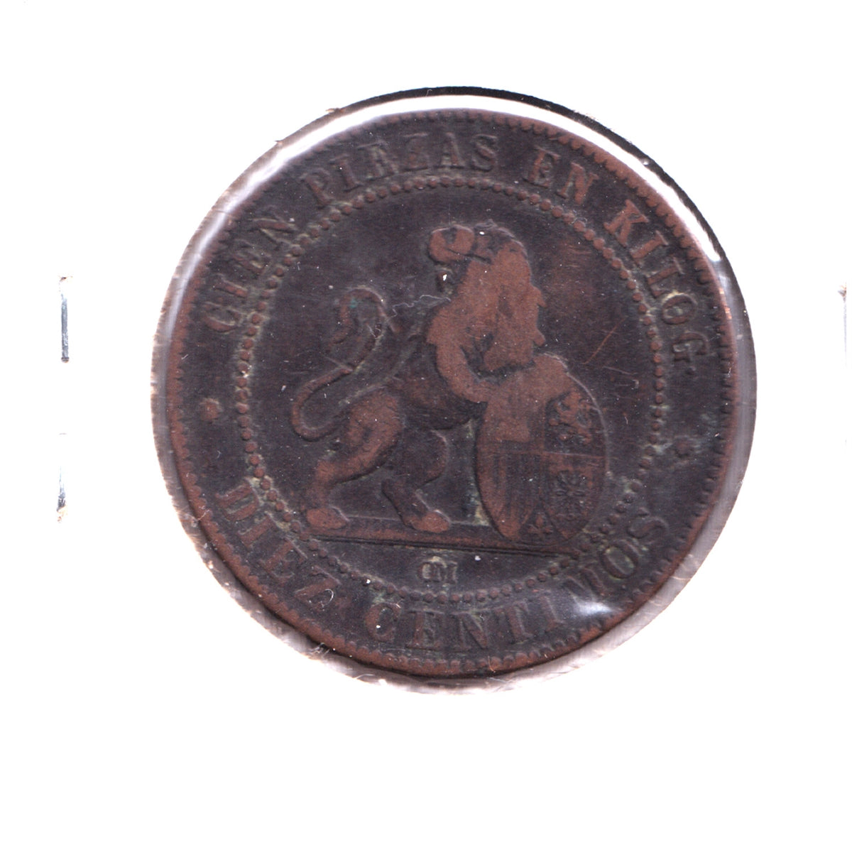 Spain 1870OM 10 Centimos (Ungraded)