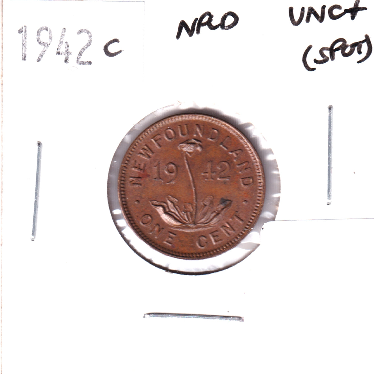 1942C Newfoundland 1-cent UNC+ (MS62) Spot