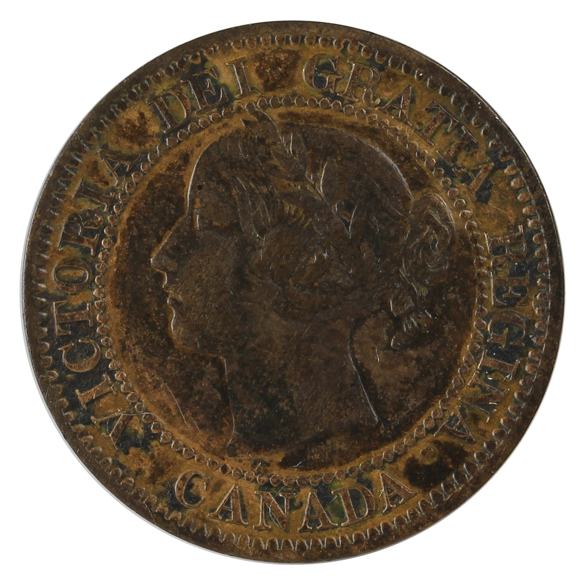 1859 Wide 9/8 Canada 1-cent VF-EF (VF30) Impaired