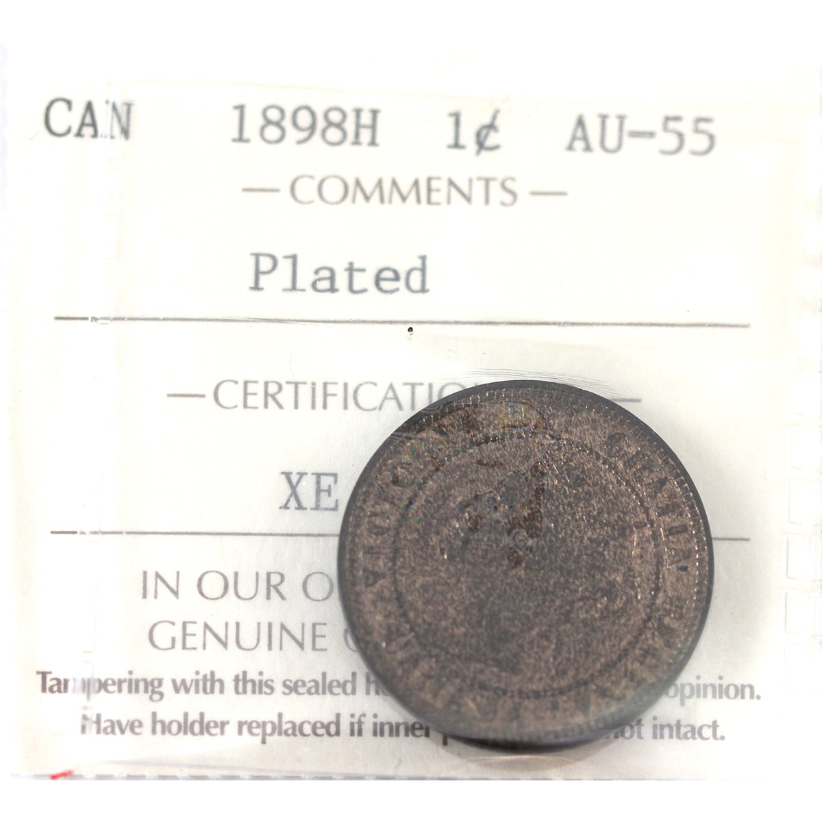 1898H Canada 1-cent ICCS Certified AU55 (Plated)
