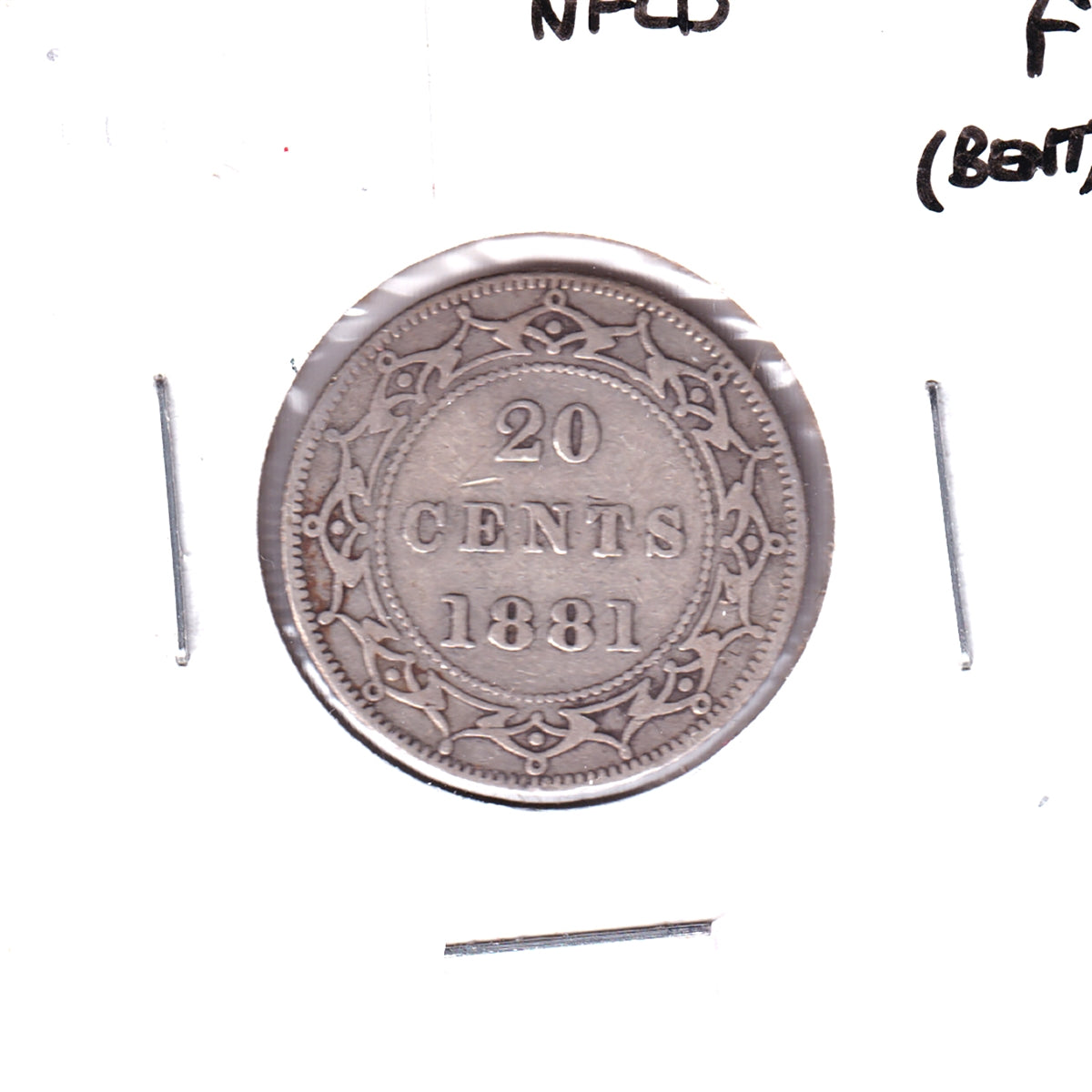 1881 Newfoundland 20-cents Fine (F12) Bent