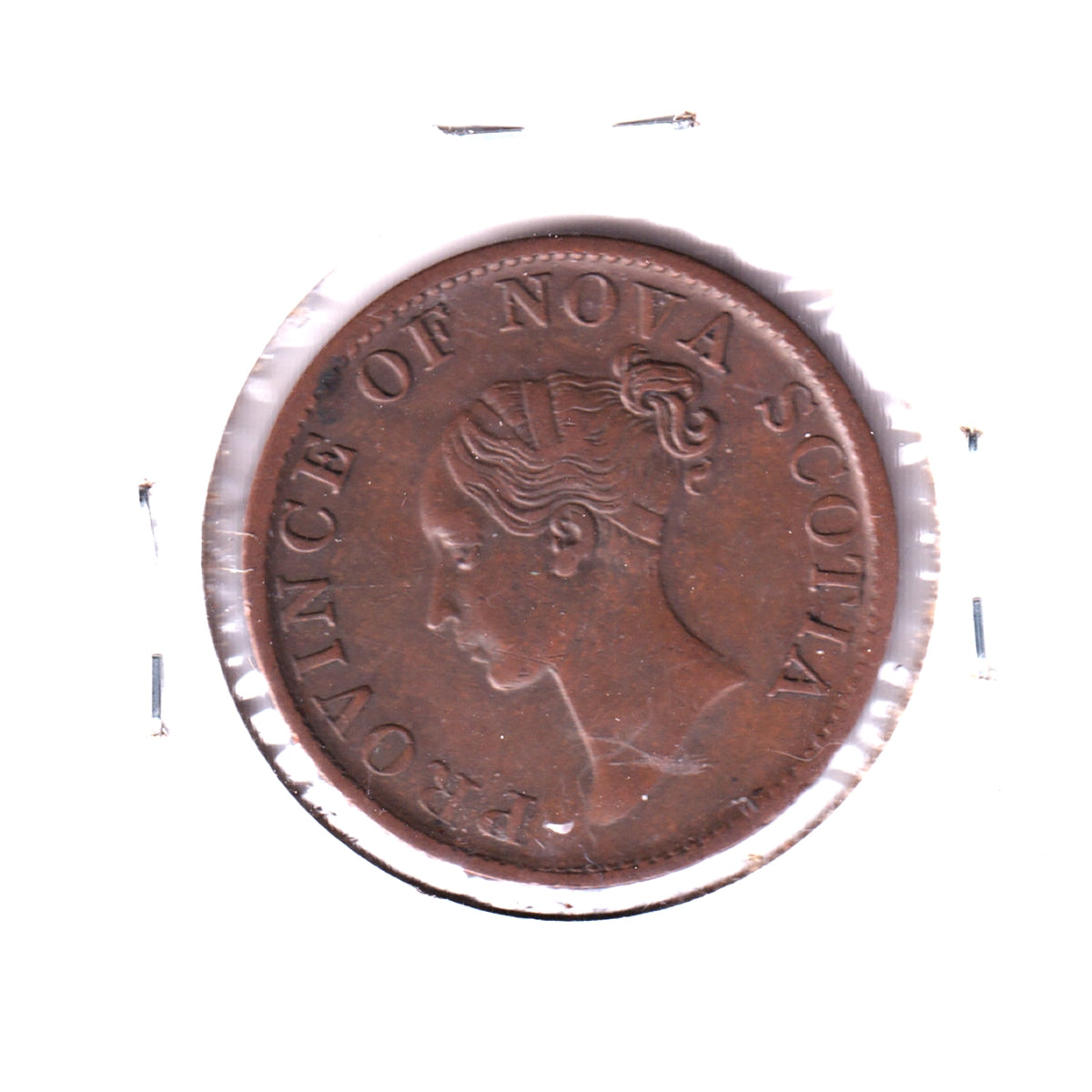 NS-1E2 1840 Nova Scotia Victoria Thistle Half Penny Token Extra Fine (EF40) Cleaned