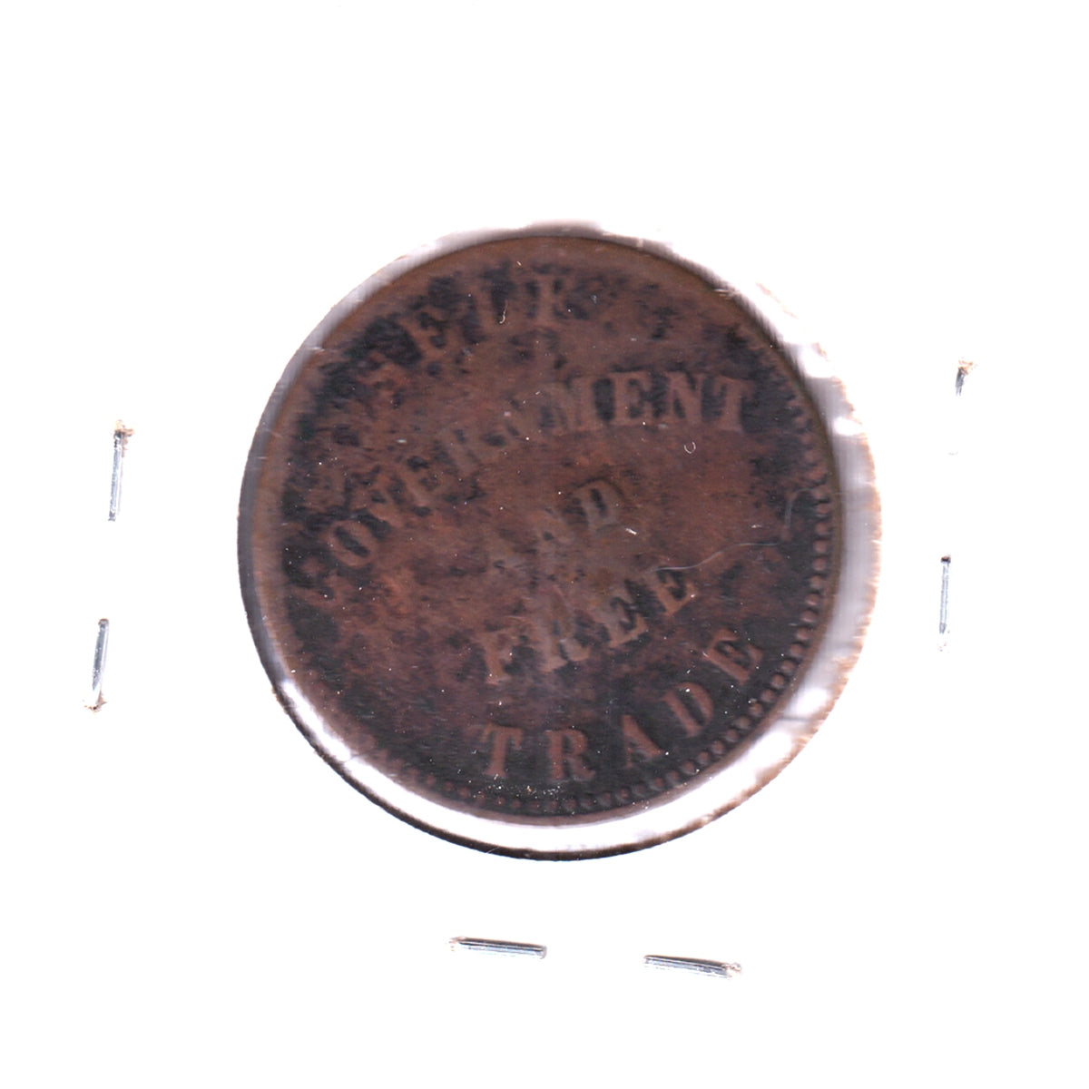 PE-7C4 1857 PEI Self Government & Free Trade Bank Token F-VF (F15) Impaired