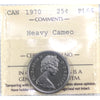 1970 Canada 25-cents ICCS Certified PL-66 Heavy Cameo