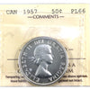 1957 Canada 50-cents ICCS Certified PL66