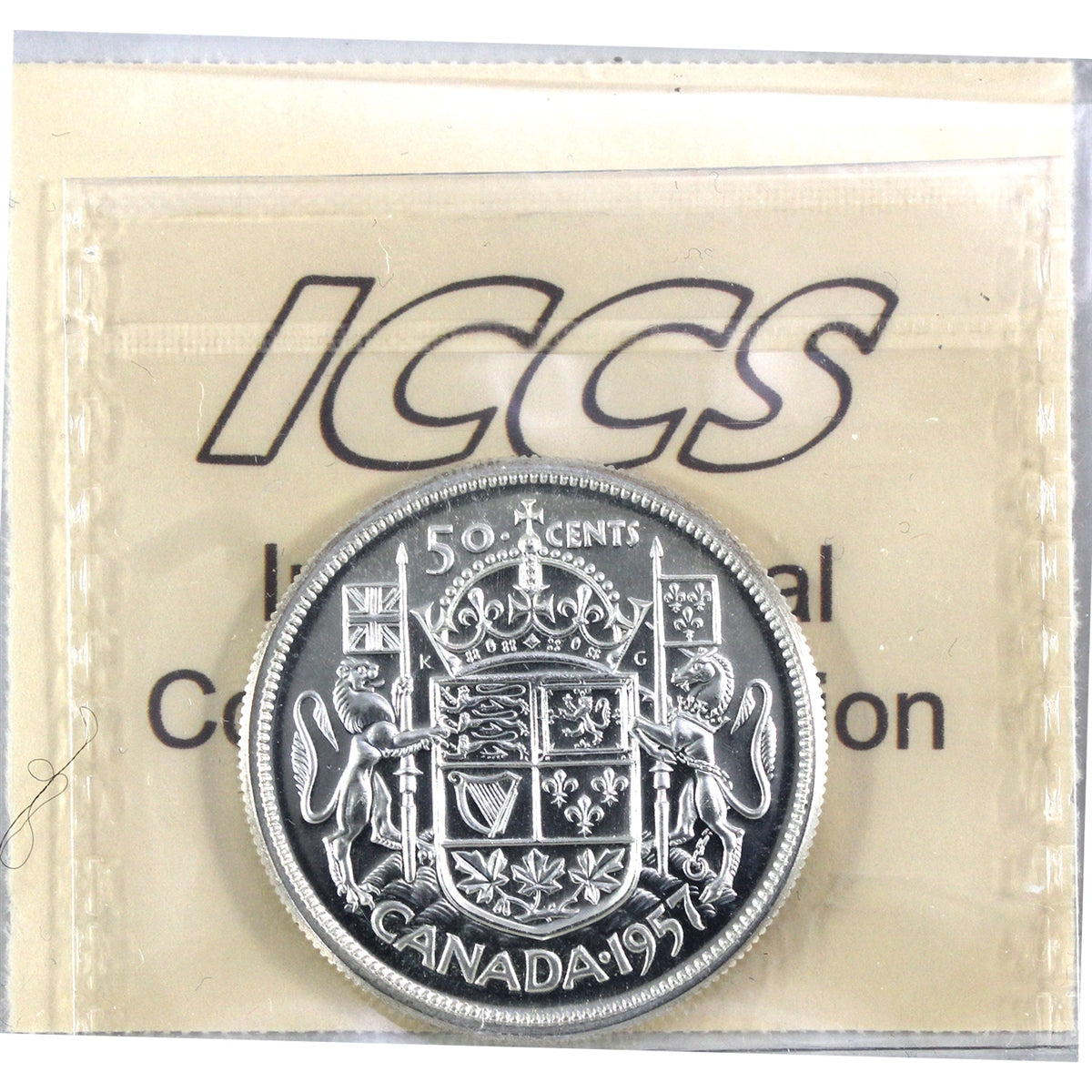 1957 Canada 50-cents ICCS Certified PL66