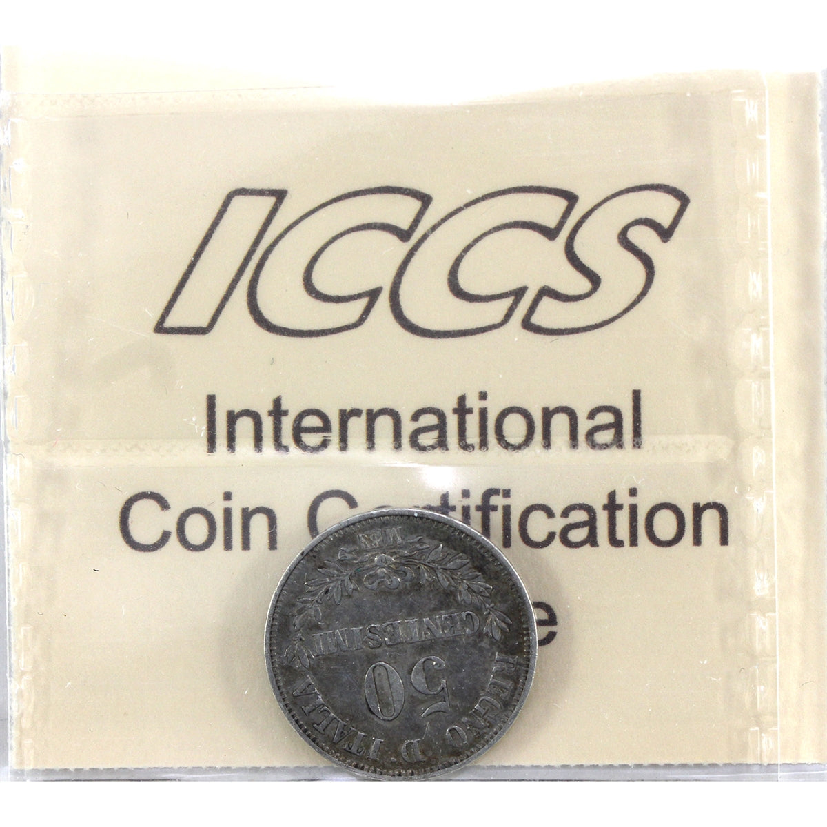 Italy 1863M 50 Centesimi ICCS Certified VF30