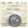 1956 Canada 25-cents ICCS Certified PL66 Heavy Cameo