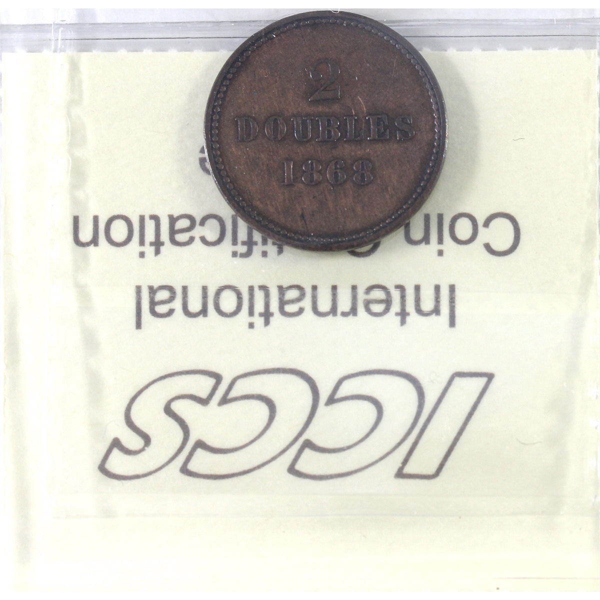 Guernsey 1868 2 Doubles ICCS Certified VF30 (Cleaned)
