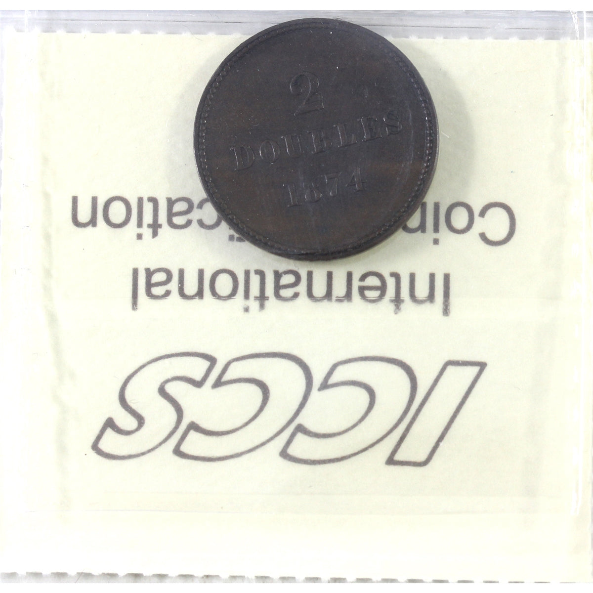 Guernsey 1874 2 Doubles ICCS Certified EF40