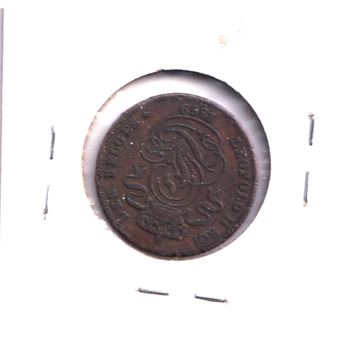 Belgium 1869 2 Centimes VF-EF (VF30) impaired