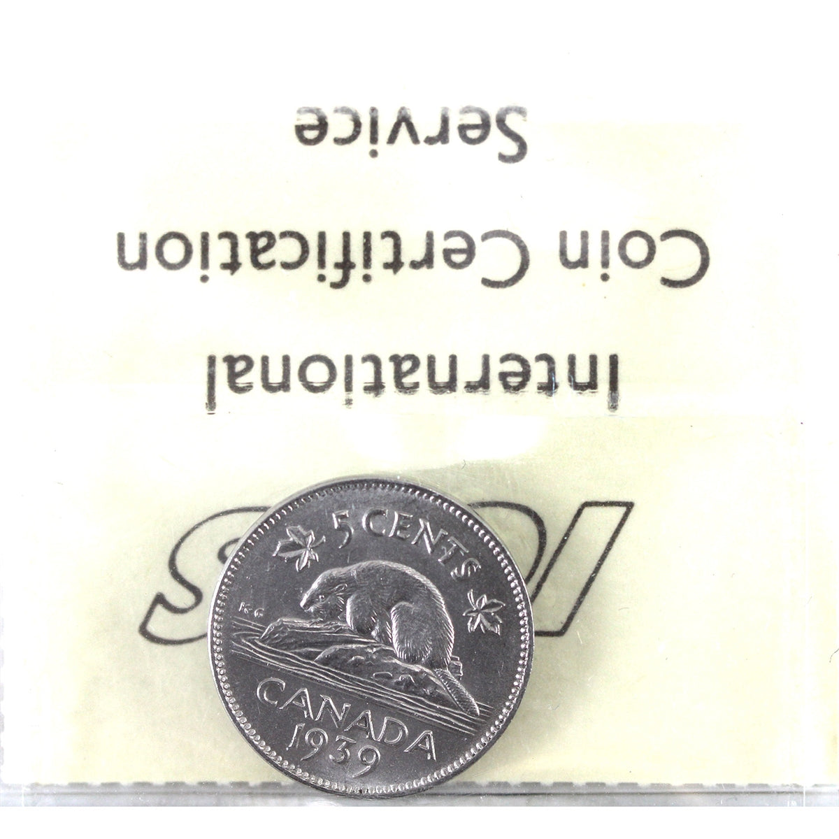 1939 Canada 5-cents ICCS Certified AU55